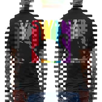 かわいいレインボースワンの鳥が好きな人 長袖tシャツ メンズTシャツ バックプリント - Kawaiitshirt