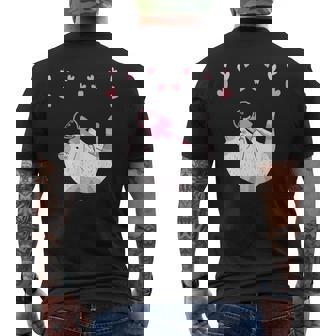 かわいい毛糸の猫はけん玉ハートを弾く メンズTシャツ バックプリント - Kawaiitshirt