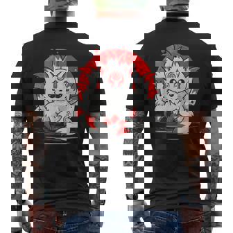 きつね 笑う キツネ 九尾 神話 動物 メンズTシャツ バックプリント - Kawaiitshirt