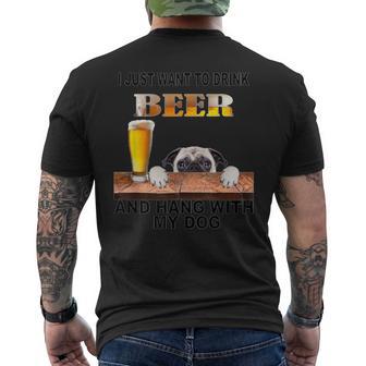 ただビール飲みたい&吊るすw マイパグ メンズTシャツ バックプリント - Kawaiitshirt