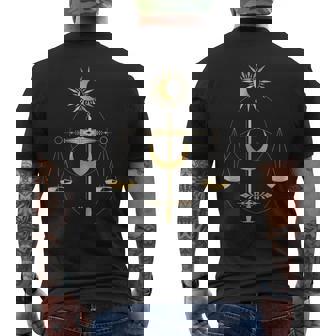 てんびん座 星座 タロット 正義 月 ホロスコープ メンズTシャツ バックプリント - Kawaiitshirt