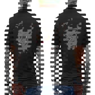 ねこシャー黒猫ver メンズTシャツ バックプリント - Kawaiitshirt