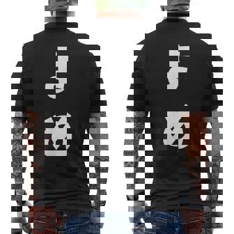 よめ だんな 嫁 旦那 ひらがな 文字 かわいい ペア 夫婦 お揃い 結婚 お祝い 家族 家族写真 おもしろ メンズTシャツ バックプリント - Kawaiitshirt