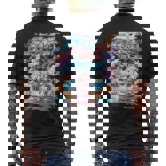 アロハ バーガー 猫 & ピザ ナマケモノ ユニコーン メンズTシャツ バックプリント - Kawaiitshirt