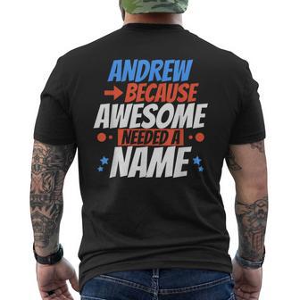 アンドリュー。すごい名前が必要だったから面白いアンドリュー メンズTシャツ バックプリント - Kawaiitshirt