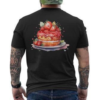 イチゴ サマーベーカリー キッチン パティシエ ストロベリーケーキ メンズTシャツ バックプリント - Kawaiitshirt