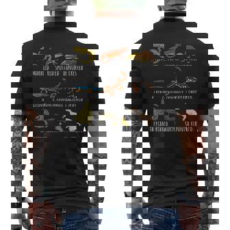 イモリ愛好家のためのかわいい種類のイモリサンショウウオ種チャート メンズTシャツ バックプリント - Kawaiitshirt