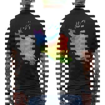イランの地図 イランのカラフルな地図 水彩イラスト メンズTシャツ バックプリント - Kawaiitshirt