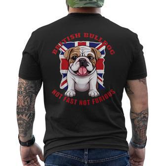 イングリッシュブリティッシュブルドッグ ユニオンジャックフラッグ ドッグオーナー メンズTシャツ バックプリント - Kawaiitshirt