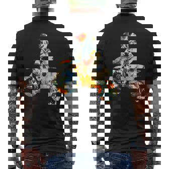 エレガントなシルエット フラワーアートピース フローラル モトクロス メンズTシャツ バックプリント - Kawaiitshirt