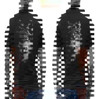 オオカミ 動物 モチーフ アート オオカミ 長袖tシャツ メンズTシャツ バックプリント - Kawaiitshirt