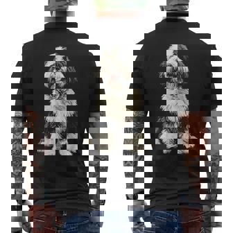 オールドイングリッシュシープドッグ 犬 ペット アートワーク オールドイングリッシュシープドッグ メンズTシャツ バックプリント - Kawaiitshirt