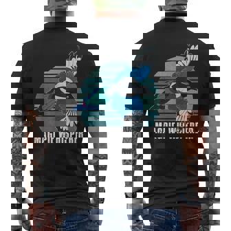 カササギ 鳥 動物 翼 バードウォッチング バーダー アウトドア 野鳥観察 メンズTシャツ バックプリント - Kawaiitshirt