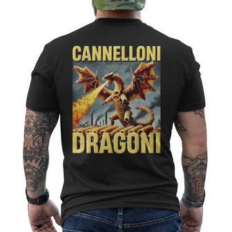 カネロニ・ドラゴニ イタリアン ブレイン モンスターズ Ai パスタドラゴン メンズTシャツ バックプリント - Kawaiitshirt