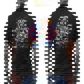 カラフルな動物の犬の足跡 メンズTシャツ バックプリント - Kawaiitshirt