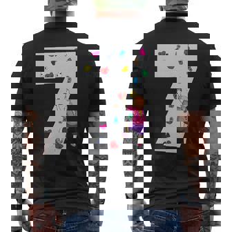 キッズ 7歳の誕生日パーティーケーキクライマークライムボルダリング メンズTシャツ バックプリント - Kawaiitshirt