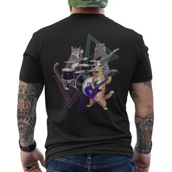 キャットバンド-ベース、ギター、ドラムセットのロックキティ メンズTシャツ バックプリント - Kawaiitshirt