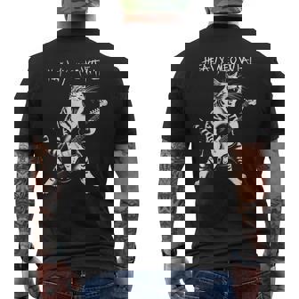 ギターを弾くクールな猫、ヘビーな「Meowtal」メタルパンクロックファン。 メンズTシャツ バックプリント - Kawaiitshirt