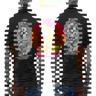 ギターを持った愛らしいポニー メンズTシャツ バックプリント - Kawaiitshirt