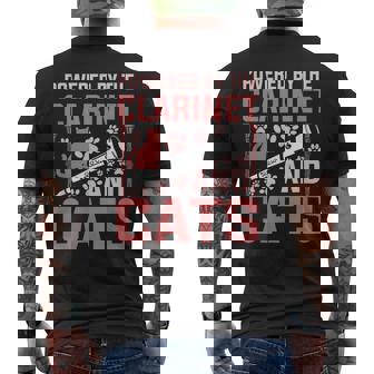 クラリネットとキャッツの面白いクラリネットプレーヤーがパワーアップ。 メンズTシャツ バックプリント - Kawaiitshirt