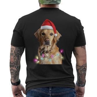 クリスマス ゴールデンレトリバー クリスマス ドッグツリー サンタハット リトリーバー 長袖tシャツ メンズTシャツ バックプリント - Kawaiitshirt