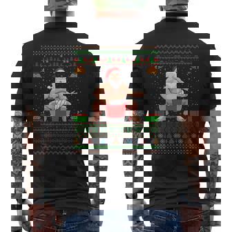 クリスマスセータースタイル サンタ相撲 アグリークリスマス 長袖tシャツ メンズTシャツ バックプリント - Kawaiitshirt