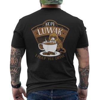 コピ ルワク パームシベット 発酵コーヒー I Poop You Drink Fun メンズTシャツ バックプリント - Kawaiitshirt