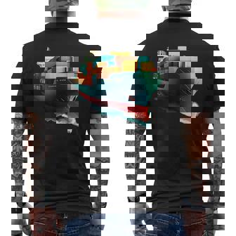 コンテナ輸送機船 メンズTシャツ バックプリント - Kawaiitshirt