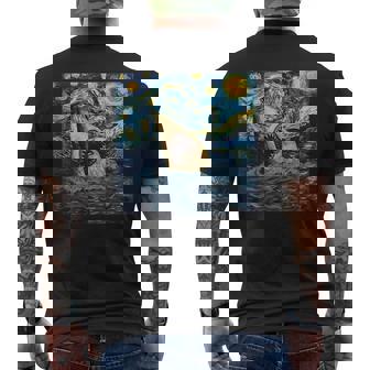 ゴッホ サメ 星月夜 ファニー レディース&メンズ メンズTシャツ バックプリント - Kawaiitshirt