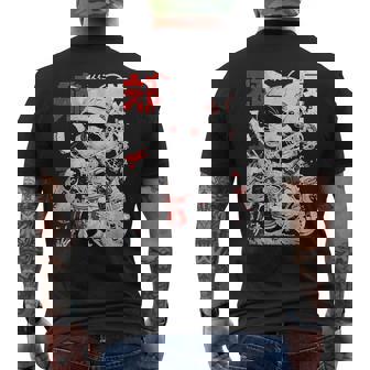 サイバーパンク 宇宙 猫ラーメン 日本のストリートウェア メンズTシャツ バックプリント - Kawaiitshirt