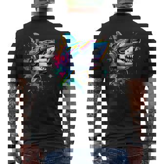 サメのモチーフ サメ タイガーシャーク オグロメジロザメ ホオジロザメ メンズTシャツ バックプリント - Kawaiitshirt