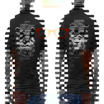 サングラスをかけたクールなカワウソのグラフィックアート 長袖tシャツ メンズTシャツ バックプリント - Kawaiitshirt
