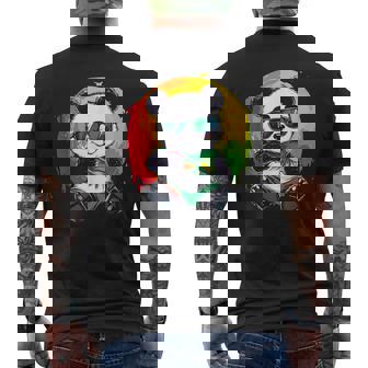 サングラス付きパンダ ラスタカラー メンズTシャツ バックプリント - Kawaiitshirt