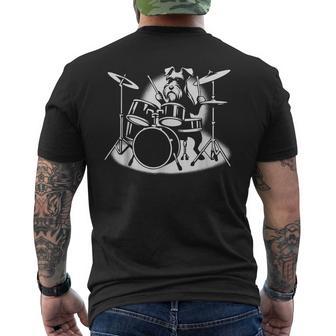 シュナウザー ドラムを弾く ドラマー 犬好き メンズTシャツ バックプリント - Kawaiitshirt