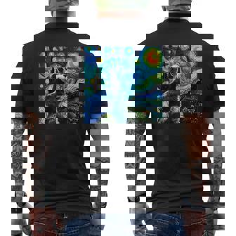 シュナウザー 面白いtシャツ 犬 ゴッホ 星月夜 かわいい メンズ 子供 おもしろ 服 グッズ ネタ メンズTシャツ バックプリント - Kawaiitshirt