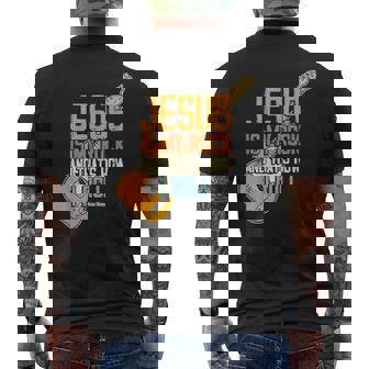 ジーザス・イズ・マイ・ロック・アンド・ザット・イズ・ハウ・アイ・ロール クリスチャン メンズTシャツ バックプリント - Kawaiitshirt