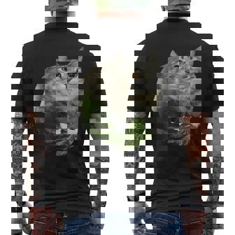 スイカ猫ミーム メンズTシャツ バックプリント - Kawaiitshirt