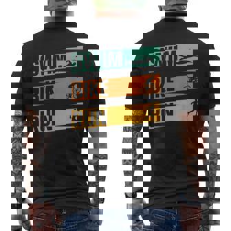 スイム・バイク・ラン トライアスロン選手 アスリート スポーツ トライアスロン メンズTシャツ バックプリント - Kawaiitshirt