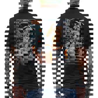 セクシーガールグラフィックtシャツ セクシーなブロンドメカニックピンナップガール メンズTシャツ バックプリント - Kawaiitshirt