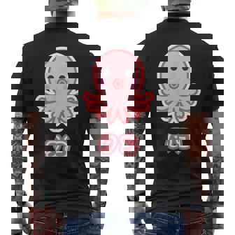 タコ【どうぶつフレンズ】蛸 水族館 ゆるくて かわいい 面白 動物 キャラクター メンズTシャツ バックプリント - Kawaiitshirt