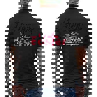 チェック柄ハッピーイースターバニー耳クロスかわいい宗教クリスチャン メンズTシャツ バックプリント - Kawaiitshirt