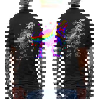 ティラノサウルス レックス 虹色 恐竜 恋人 デザイン メンズTシャツ バックプリント - Kawaiitshirt