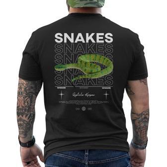 テンプルピットバイパースネークストリートウェア爬虫類キーパー 長袖tシャツ メンズTシャツ バックプリント - Kawaiitshirt