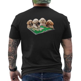 トイプードル 犬 麻雀 面白いtシャツ 文字入り メンズ おもしろ 面白い 服 おもしろグッズ ネタ 雀士 メンズTシャツ バックプリント - Kawaiitshirt