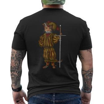 ドイツ ランドスケニヒト猫 ルネサンス ツヴァイハンダー 剣 Hema メンズTシャツ バックプリント - Kawaiitshirt