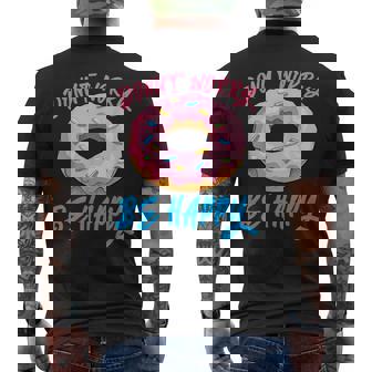 ドーナツ 悩み幸せになる 生地 デザート 幸福 スナック ドーナツ メンズTシャツ バックプリント - Kawaiitshirt