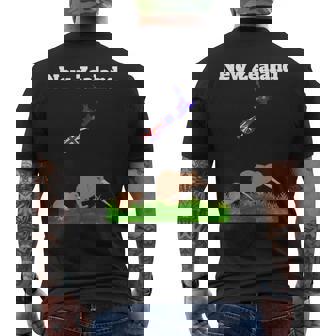 ニュージーランドのお土産キウイバードウォッチングニュージーランド地図 長袖tシャツ メンズTシャツ バックプリント - Kawaiitshirt