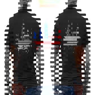 ニューヨーク・スカイライン 星条旗 アメリカ国旗アート Love Ny メンズTシャツ バックプリント - Kawaiitshirt