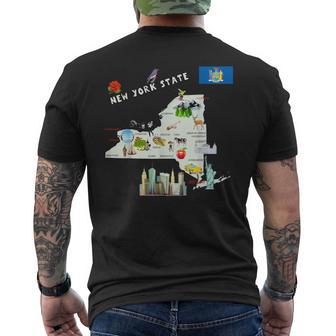 ニューヨーク州地図 観光地 都市 旗 メンズTシャツ バックプリント - Kawaiitshirt