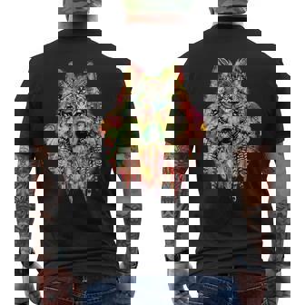 ネイティブアメリカンの羽 狼 星 プリティトレンディ メンズTシャツ バックプリント - Kawaiitshirt